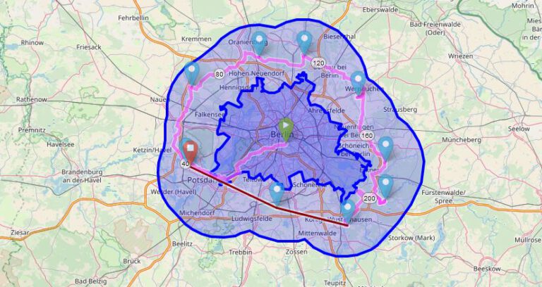 Routenplanung innerhalb des Corona-15-Kilometer-Radius